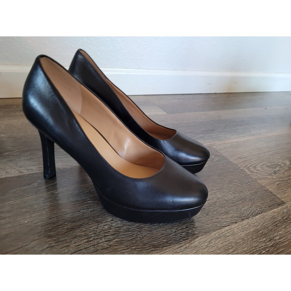 Naturalizer Camilla Black Leather Platform Pumps Heels Womens 10 M Almond Toe #5